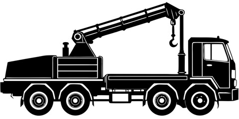 Crane Truck Silhouette Icon - Construction Vehicle