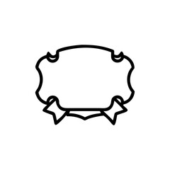 Outline a stylized heraldic crest with ribbon elements emblem symbol