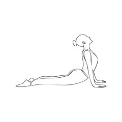 Upward facing dog yoga pose drawing. Wellness symbol modern, simple, vector, icon for website design, mobile app, ui. Vector Illustration
