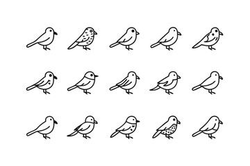 Collection of Bird Illustration: A collection of simple, linear illustrations of various bird species, showcasing their unique shapes and forms in a clean, minimalist style.