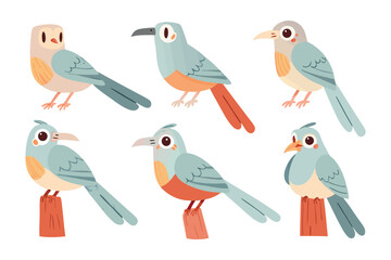 Naklejka premium Artistic Bird Collection: A charming collection of meticulously crafted avian illustrations, perfect for infusing a touch of whimsy and natural beauty into any creative project.