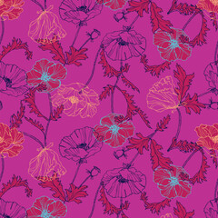 poppies on purple fabric by jessica_jones on spoonflower - custom fabric