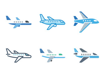 Collection of six different colored Bundle airplane icons with various wing configurations