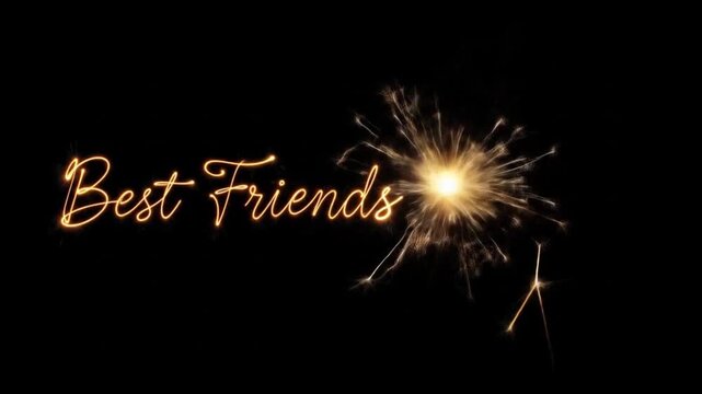 Best friends celebrating friendship with sparkling sparkler, perfect for greeting cards, social media posts, friendship themed designs, and festive celebrations.