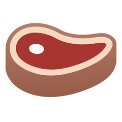 Obraz premium Simple flat illustration of a raw beef steak with a bone cutout on a white background meat food