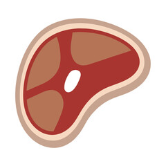 Stylized illustration of a raw beef steak with bone on white background meat food