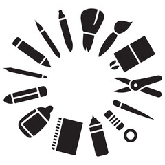 Art and stationery tools vector set