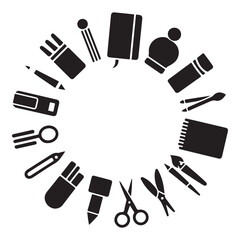 Art and stationery tools vector set