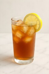 glass of ice tea with lemon