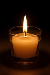 burning candle on black background