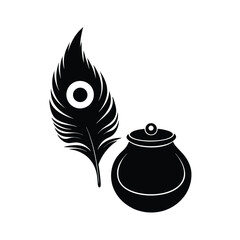 3d-illustration-of-butter-pot-and-peacock-feather-.eps