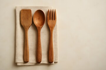 kitchen utensils on wooden background