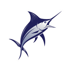 Naklejka premium Sleek marlin fish silhouette illustration isolated on white background