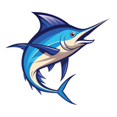 Obraz premium Majestic marlin fish illustration with dynamic fins isolated on white background