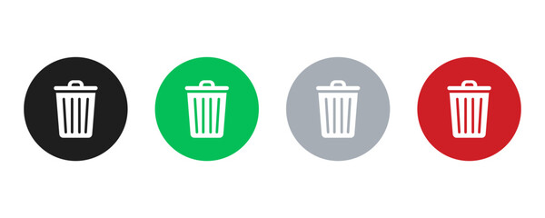 Trash bin vector isolated icons. Bin icon set. Garbage bins set. Trash can with lid and empty container bin