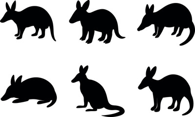 Aardvark silhouette, Set of Aardvark silhouette,