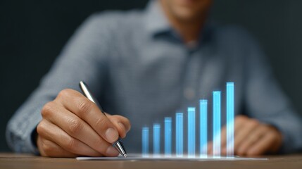 Business Professional Analyzing Growth Charts with Digital Tools