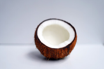 High Resolution Coconut on White Surface.