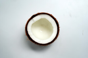half coconut on white background