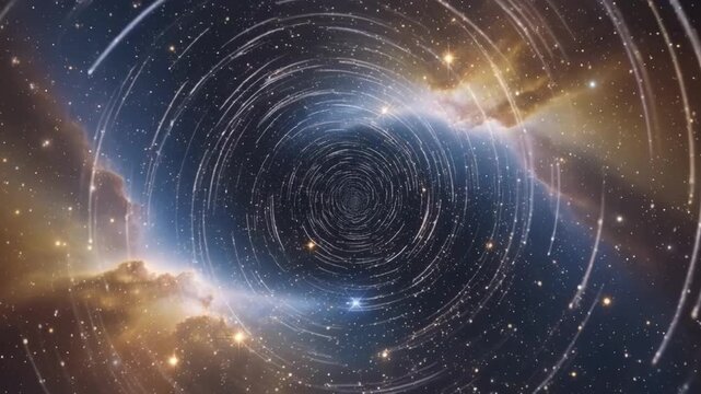 Endless tunnel of stars zooming in soft spiral formation, an immersive galaxy warp