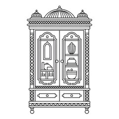 almirah illustration vector style coloring page 