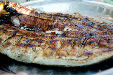 Grilled Fish on Metal Tray