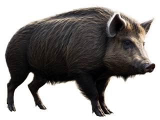 3d illustration of a wild boar stands on a transparent background