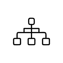 Outline a simplified organizational chart with one top box three bottom boxes hierarchy