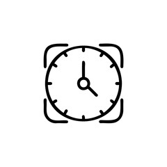 Outline clock face with hands square frame time watch