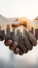 City Cooperation Handshake Silhouette