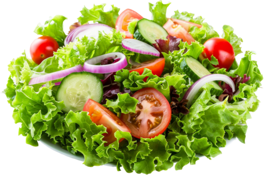 Salad with no background on a transparent backdrop for design
