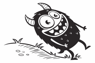 monster cartoon sihouette black vector