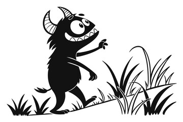 Obraz premium monster cartoon sihouette black vector