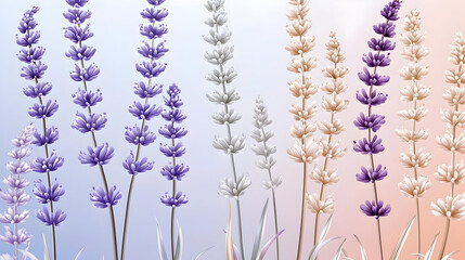 Lavender sprigs in pastel shades, soft, delicate, and elegant.  A calming, dreamy backdrop