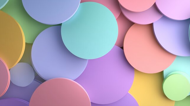 pastel gradient overlapping circles in abstract 3d render with soft depth and light