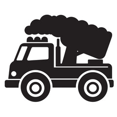 Vector illustration of a military truck with missile launcher silhouette for concept design