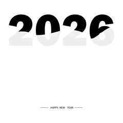 New Year 2026 celebration design template in black and gray on white background.
