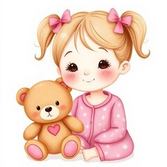 Little Girl with Her Favorite Teddy