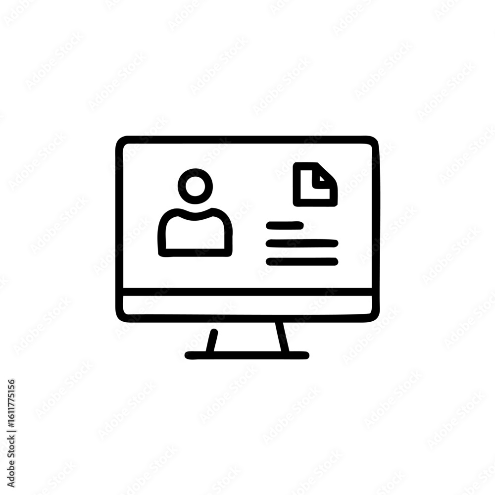 Poster outline icon computer displaying profile document screen monitor