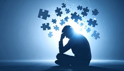 Mental health and confusion concept with puzzle pieces