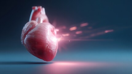 Realistic 3D Heart Model with Light Effects and Dramatic Lighting