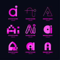 Creative artificial intelligence vectors and abstract logo set design.