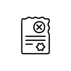 Outline icon rejected document with cross mark star vector
