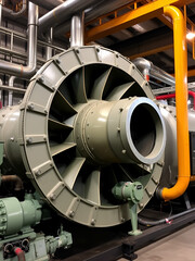 Large turbine industrial compressor for air injection and pressure equipment at oil refinery petrochemical industrial plant