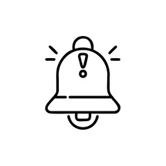 Outline job alert bell icon with exclamation mark notification sound