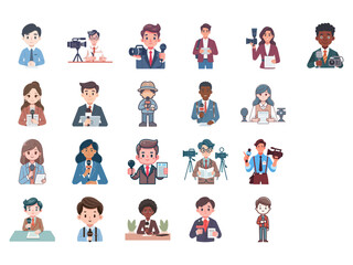 

journalist flat design illustration set