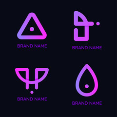 Vibrant gradient abstract logo design vectors and branding icon set