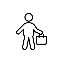 Simple outline icon a person holding a briefcase luggage