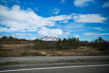 Mountain view with beautiful clouds in the sky