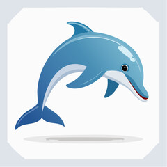 Fototapeta premium Cartoon Dolphin Illustration: A Cheerful Aquatic Creature in a playful pose jumping